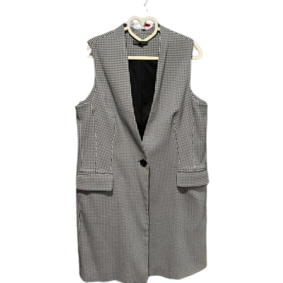 339. Adrianna Papell Houndstooth Long Vest L‎ - Picture 1 of 6